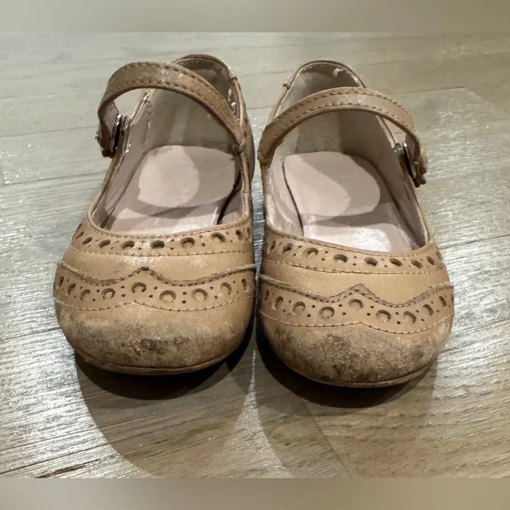 Papanatas Brown Leather Mary Janes Sz 24 Girls | Spanish Wingtip Shoes